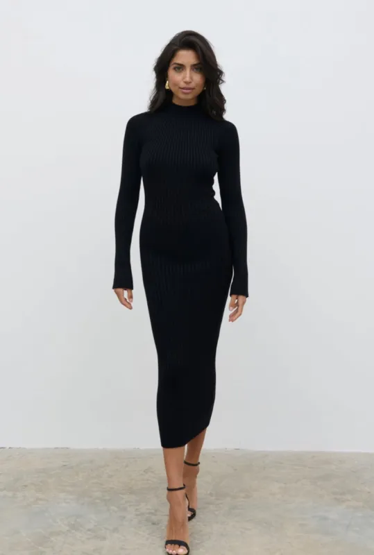 Abbey Knit Midaxi Dress - Black sold by Pretty Lavish