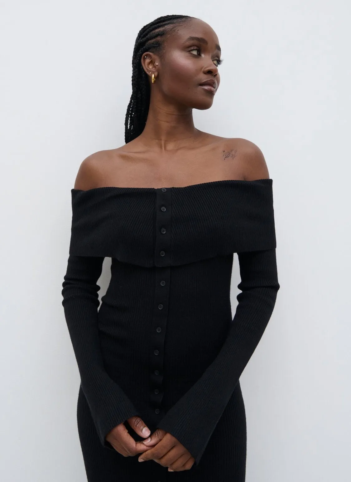 Elora Bardot Knit Maxi Dress - Black sold by Pretty Lavish product image thumbnail 2