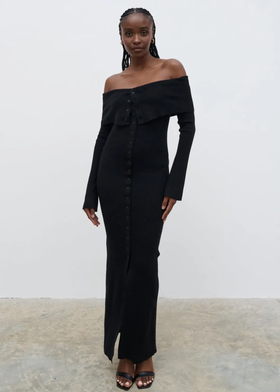 Elora Bardot Knit Maxi Dress - Black sold by Pretty Lavish product image thumbnail 4