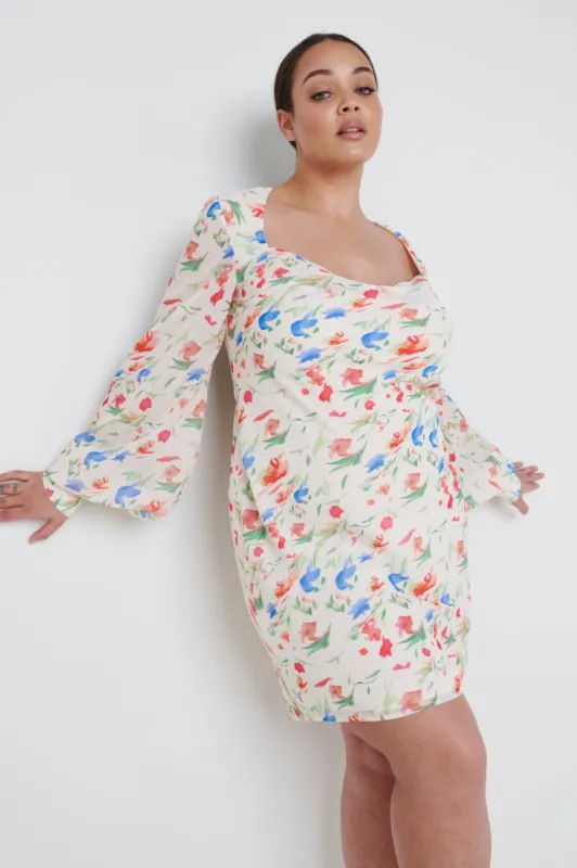 Talullah Cowl Neck Mini Dress Curve - Dainty Floral sold by Pretty Lavish