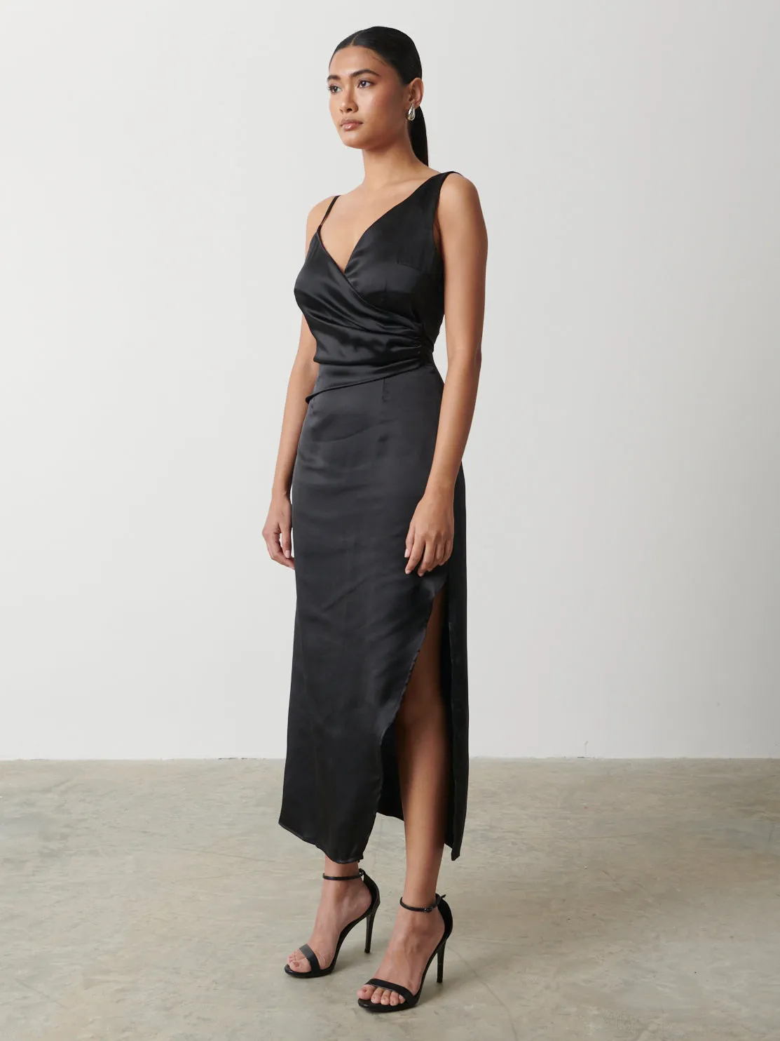 Briella Wrap Recycled Midaxi Dress - Black sold by Pretty Lavish product image thumbnail 3