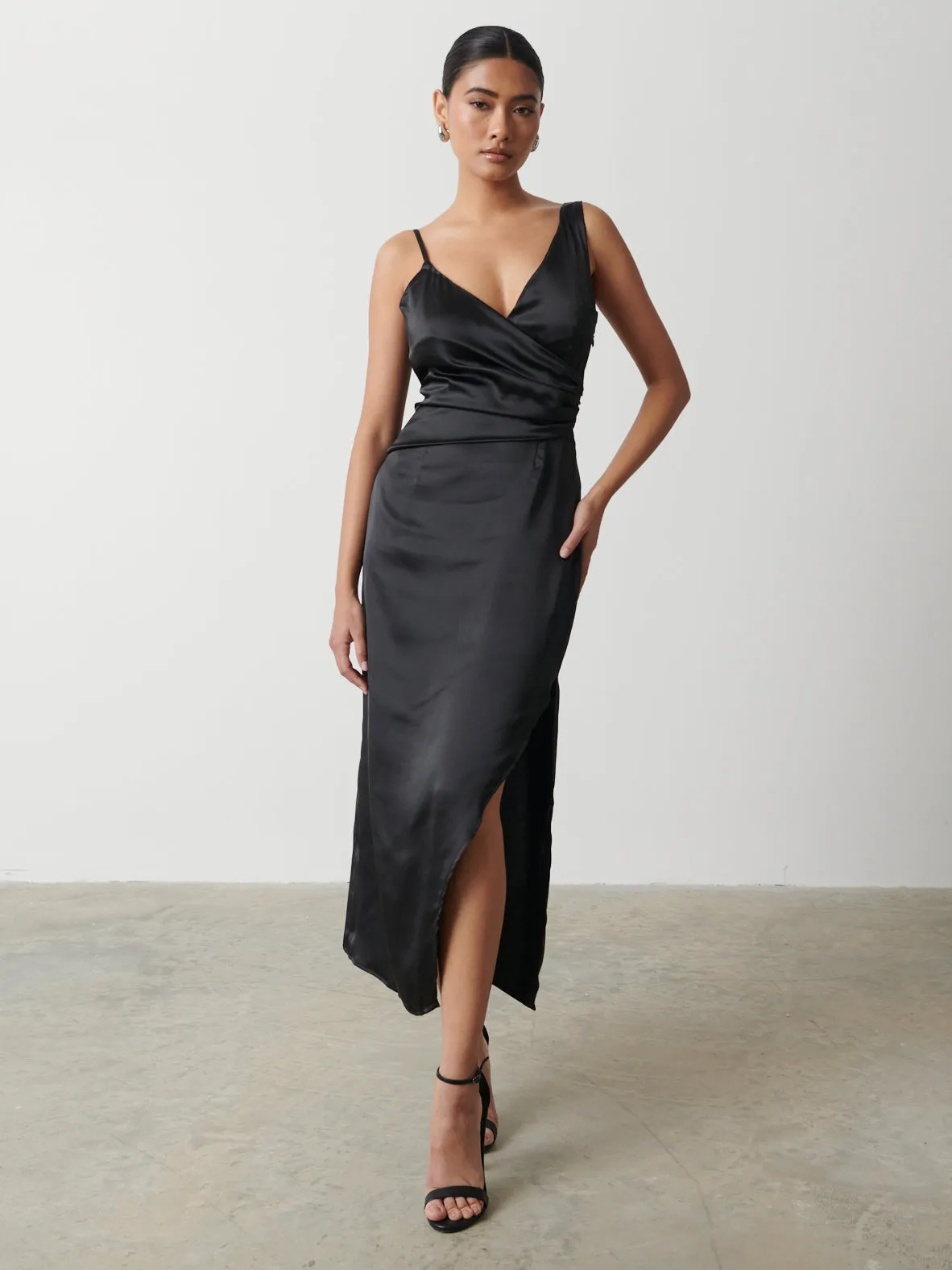 Briella Wrap Recycled Midaxi Dress - Black sold by Pretty Lavish product image thumbnail 5