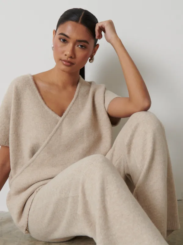 Alexia Soft Marl Cosy Trouser - Oatmeal sold by Pretty Lavish