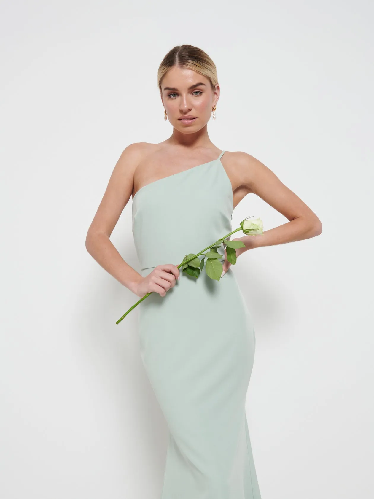 Amelia Crepe Maxi Bridesmaid Dress - Sage sold by Pretty Lavish product image thumbnail 2