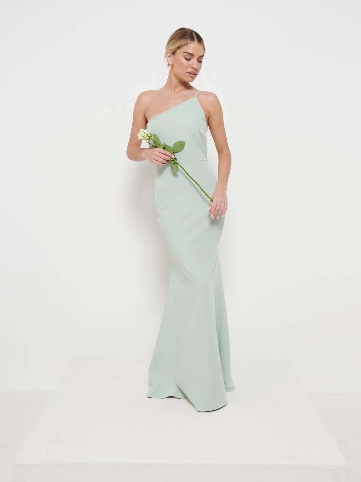 Amelia Crepe Maxi Bridesmaid Dress - Sage sold by Pretty Lavish product image thumbnail 4