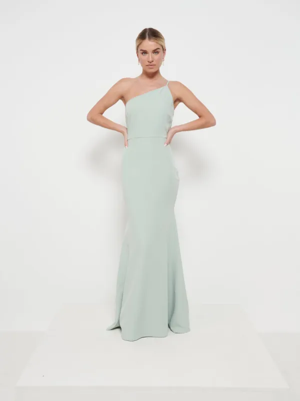 Amelia Crepe Maxi Bridesmaid Dress - Sage sold by Pretty Lavish