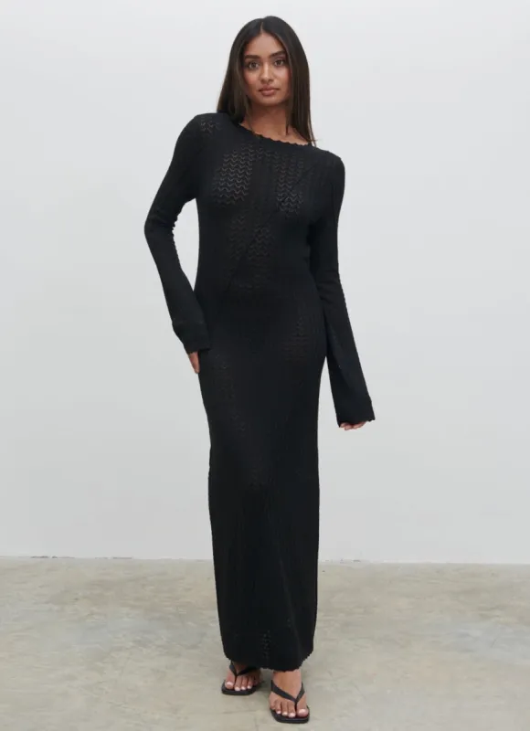 Adeline Knit Midaxi Dress - Black sold by Pretty Lavish