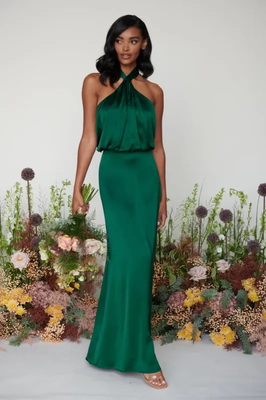 Sammie Recycled Maxi Bridesmaid Dress - Matte Emerald sold by Pretty Lavish