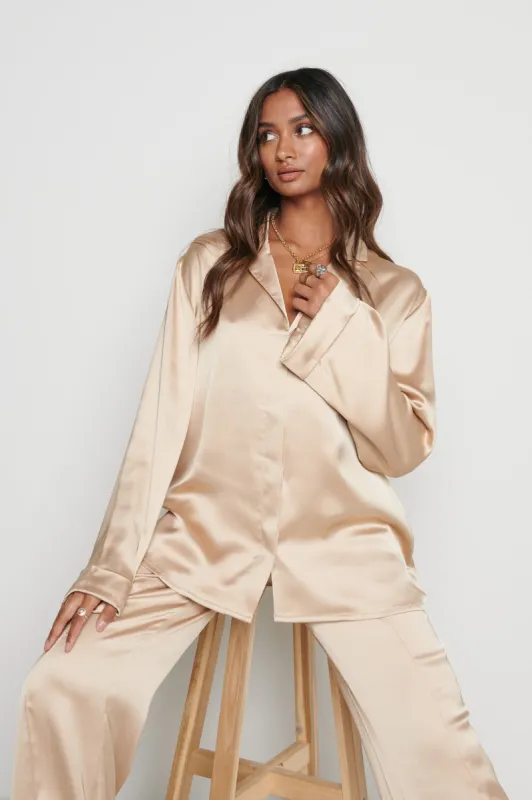 Hailee Relaxed Blouse - Champagne Gold sold by Pretty Lavish