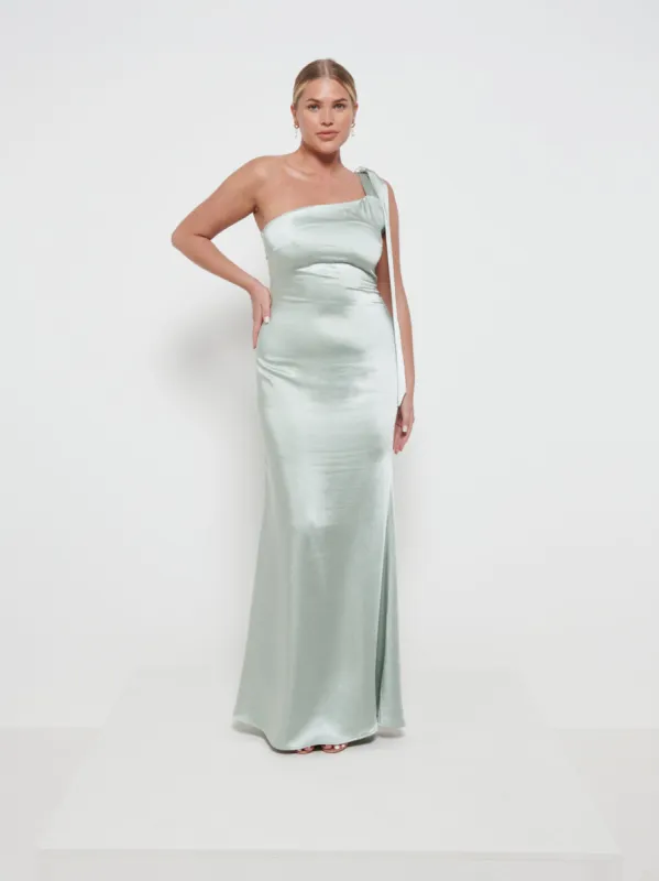Amelia Tie Maxi Bridesmaid Dress - Matte Sage sold by Pretty Lavish