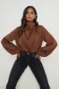 Tate Cowl Neck Pleated Blouse - Brown sold by Pretty Lavish