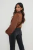 Tate Cowl Neck Pleated Blouse - Brown sold by Pretty Lavish