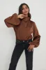 Tate Cowl Neck Pleated Blouse - Brown sold by Pretty Lavish