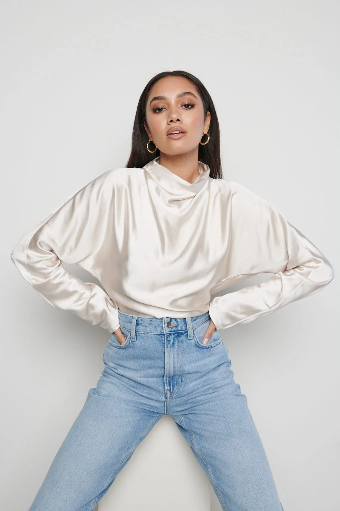 Bonnie High Neck Backless Blouse - Oyster sold by Pretty Lavish product image thumbnail 5