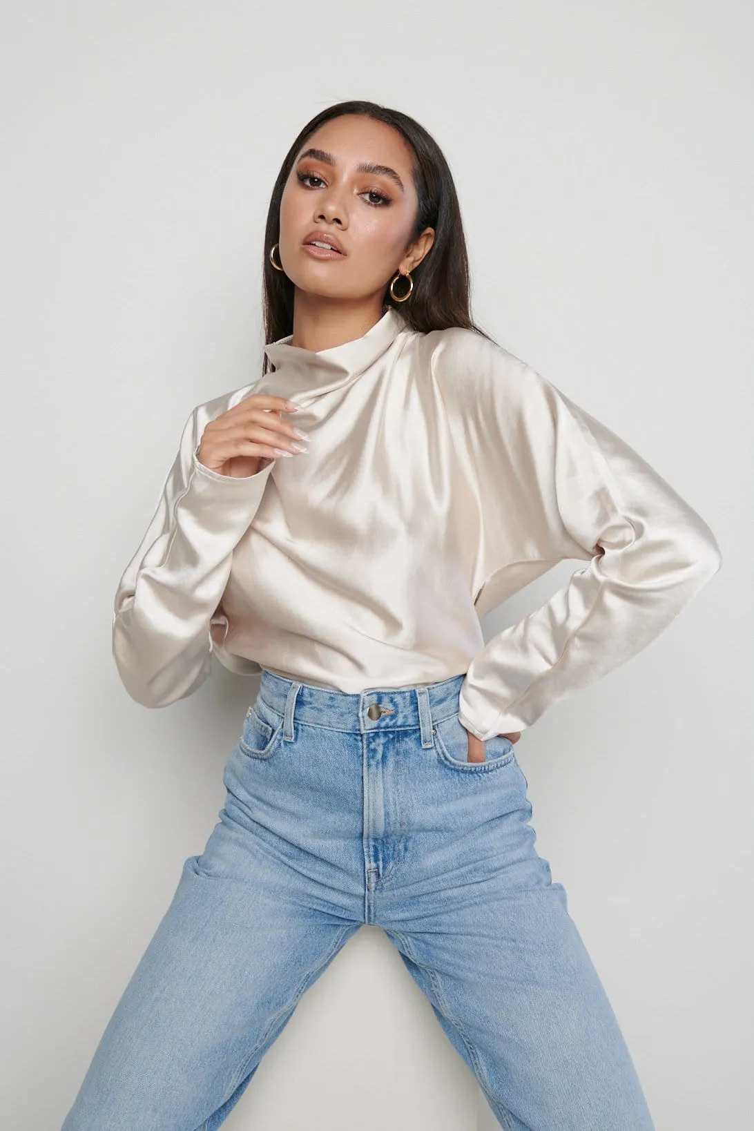 Bonnie High Neck Backless Blouse - Oyster sold by Pretty Lavish product image thumbnail 2