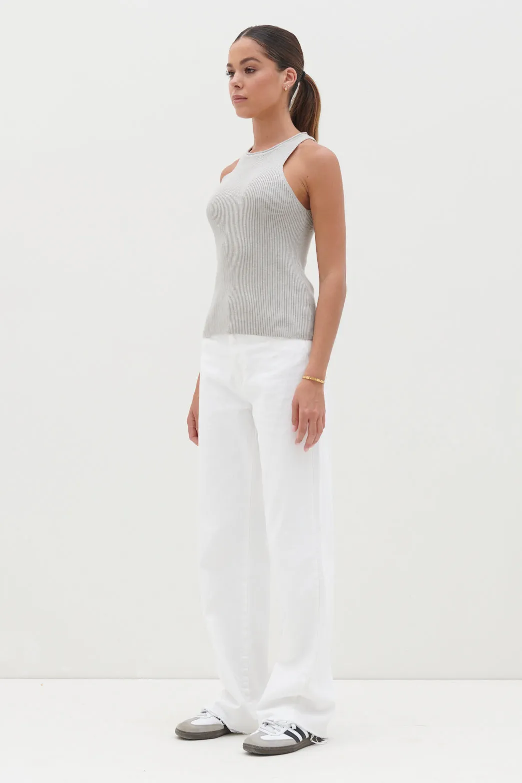 Billie Ribbed Racer Tee - Grey sold by Pretty Lavish product image thumbnail 4