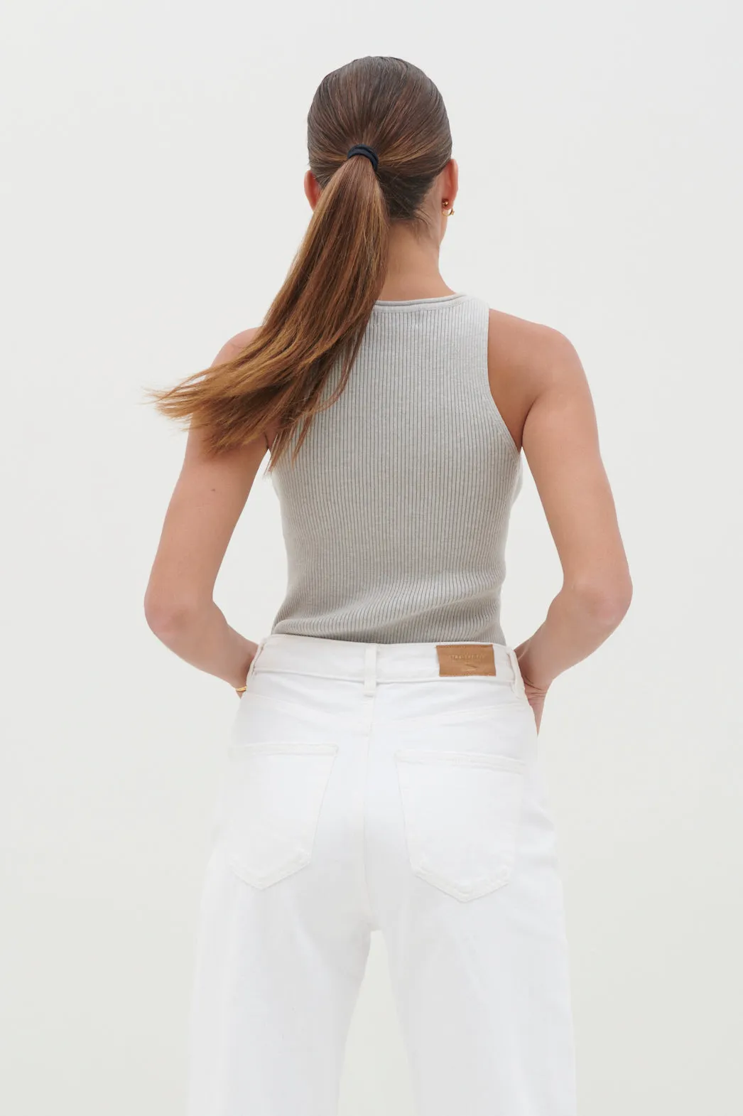 Billie Ribbed Racer Tee - Grey sold by Pretty Lavish product image thumbnail 2