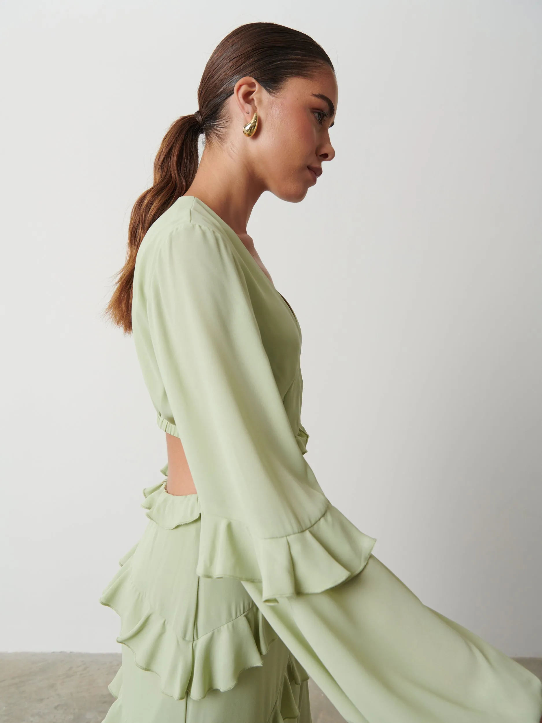Evie Ruffle Maxi Dress - Sage sold by Pretty Lavish product image thumbnail 2