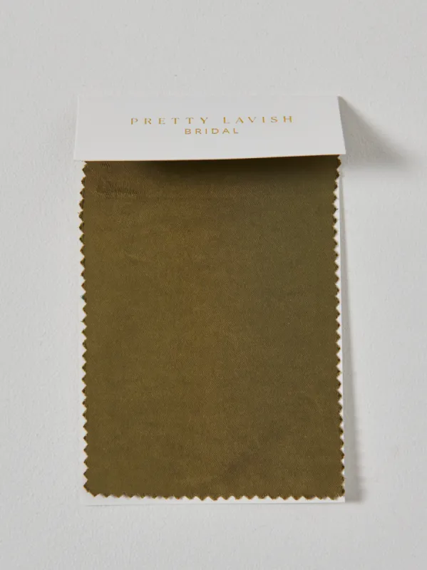 Satin Dark Olive Bridesmaid Swatch made by Pretty Lavish