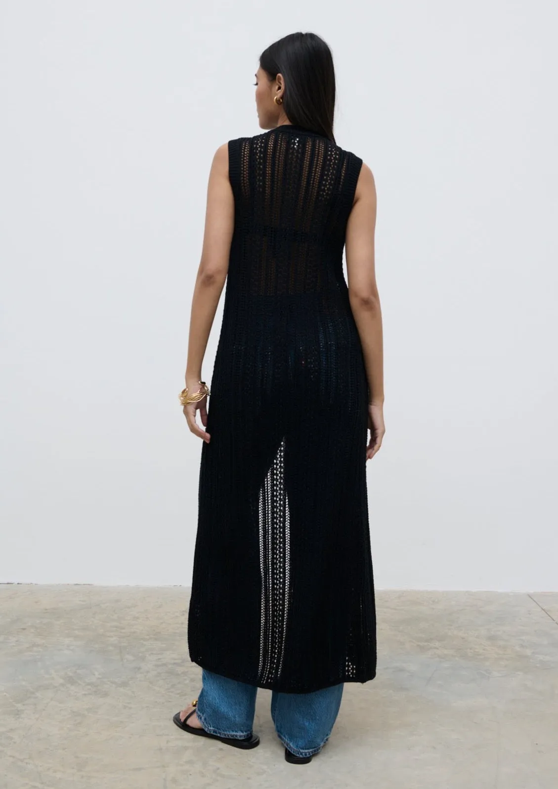 Helen Longline Open Knit Cardigan - Black sold by Pretty Lavish product image thumbnail 4