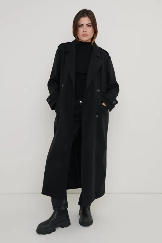 Harice Oversized Tailored Coat - Black made by Pretty Lavish