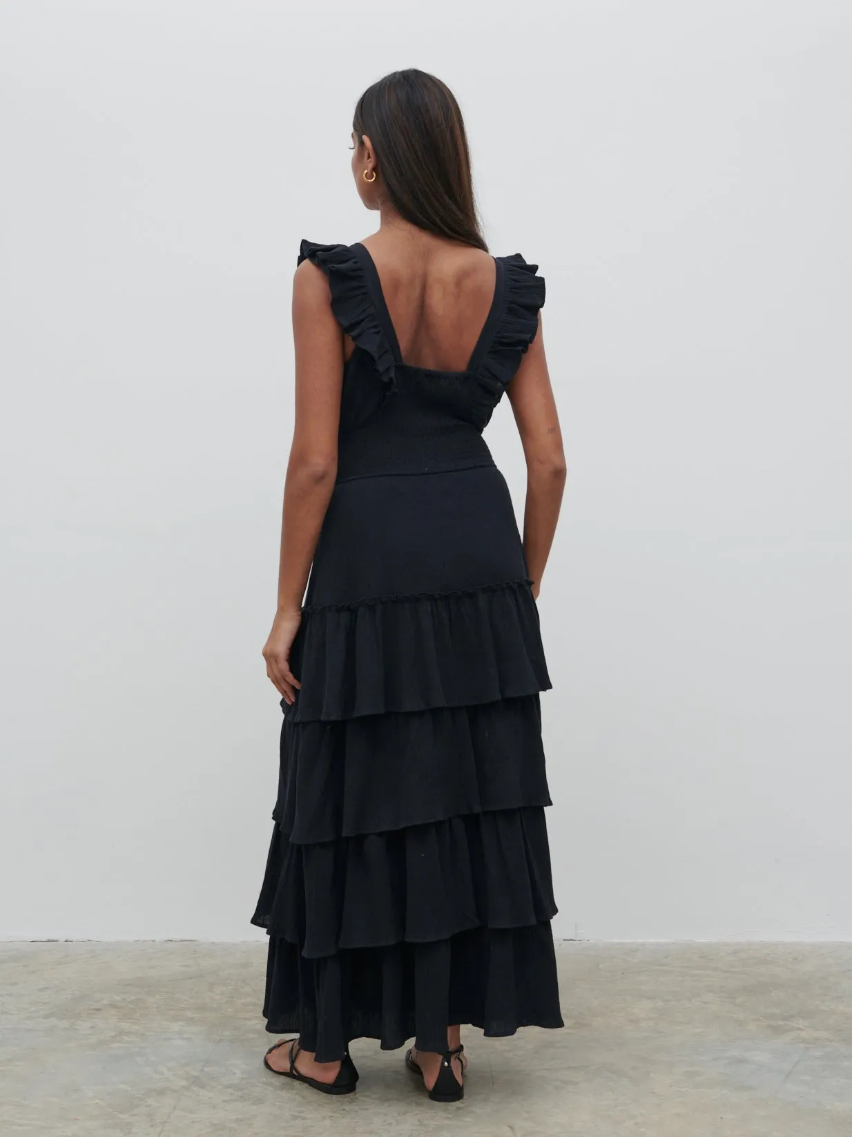 Opal Ruffle Midaxi Dress - Black sold by Pretty Lavish product image thumbnail 4