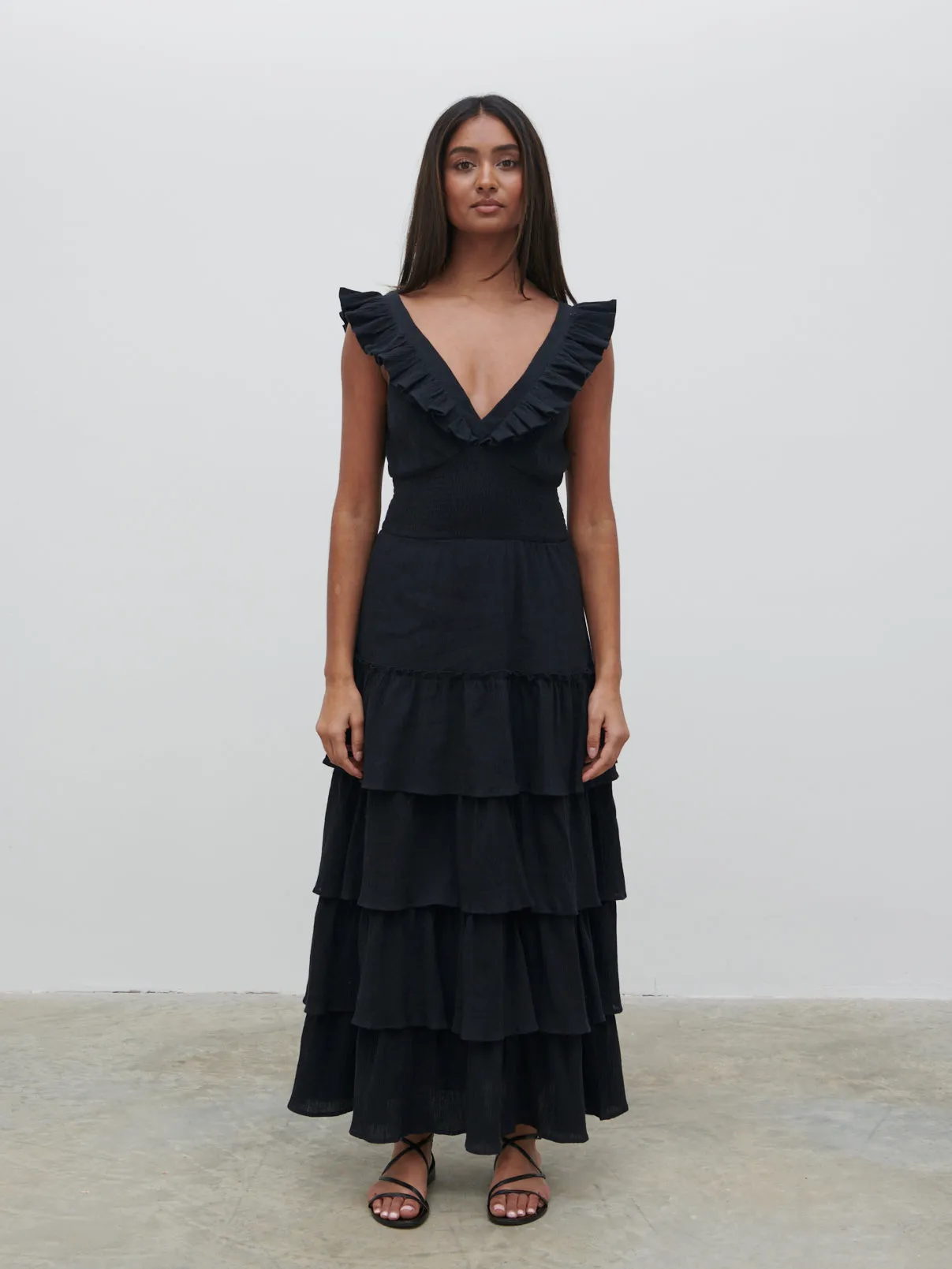 Opal Ruffle Midaxi Dress - Black sold by Pretty Lavish product image thumbnail 5