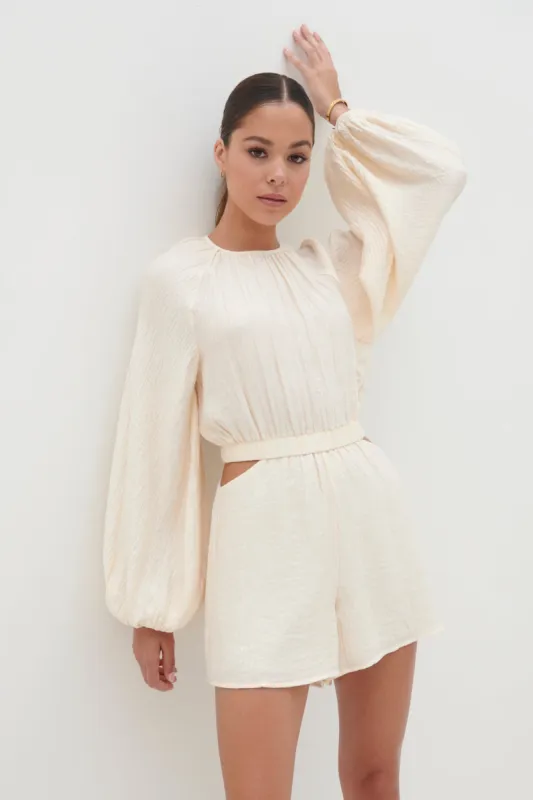 Annie Cut Out Playsuit - Oyster sold by Pretty Lavish