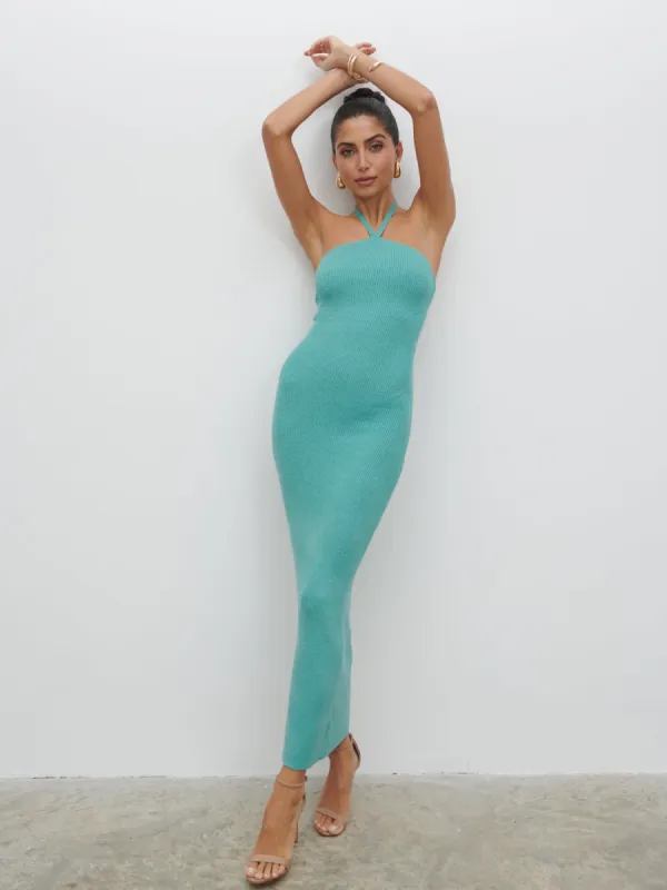 Khloe Knit Maxi Dress - Seaspray sold by Pretty Lavish