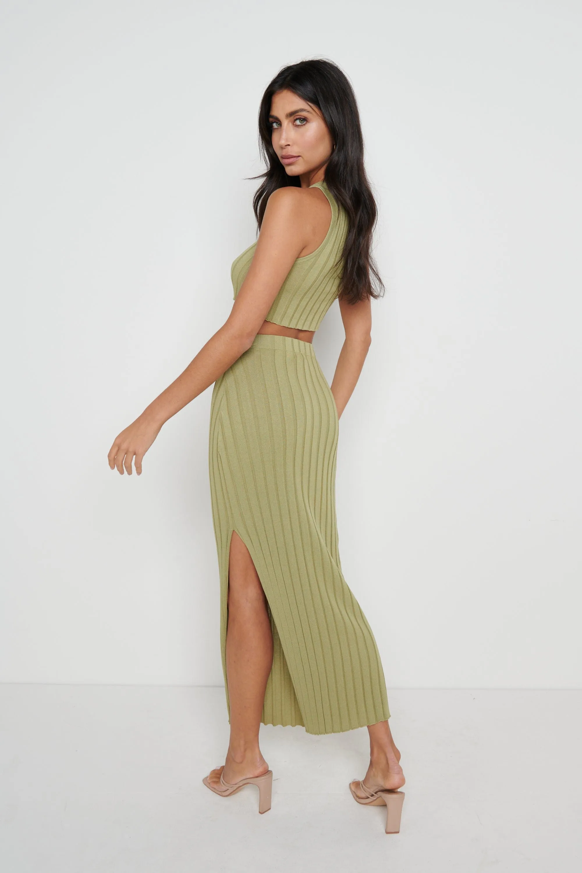 Auden Rib Knit Skirt - Olive sold by Pretty Lavish product image thumbnail 5