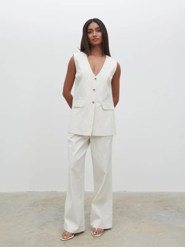 Harlee Straight Leg Trousers - Pinstripe sold by Pretty Lavish