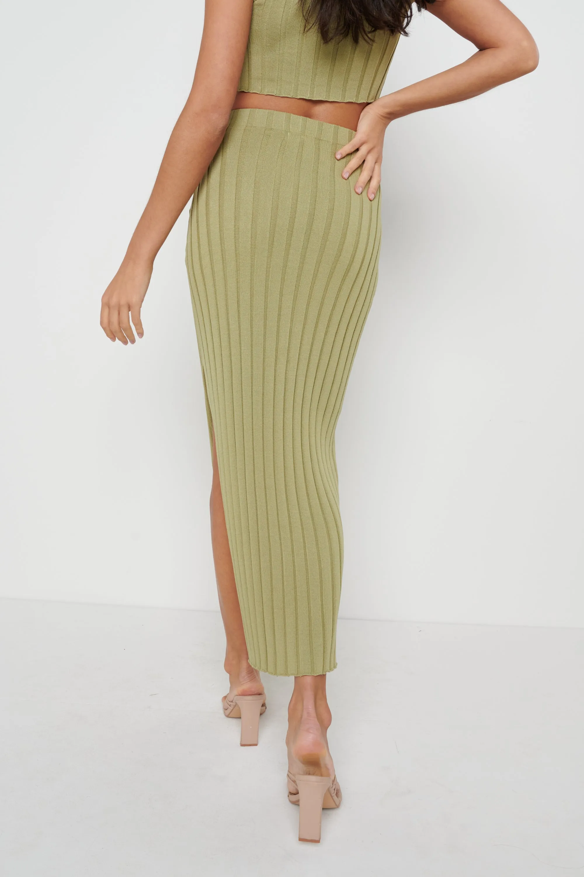 Auden Rib Knit Skirt - Olive sold by Pretty Lavish product image thumbnail 3