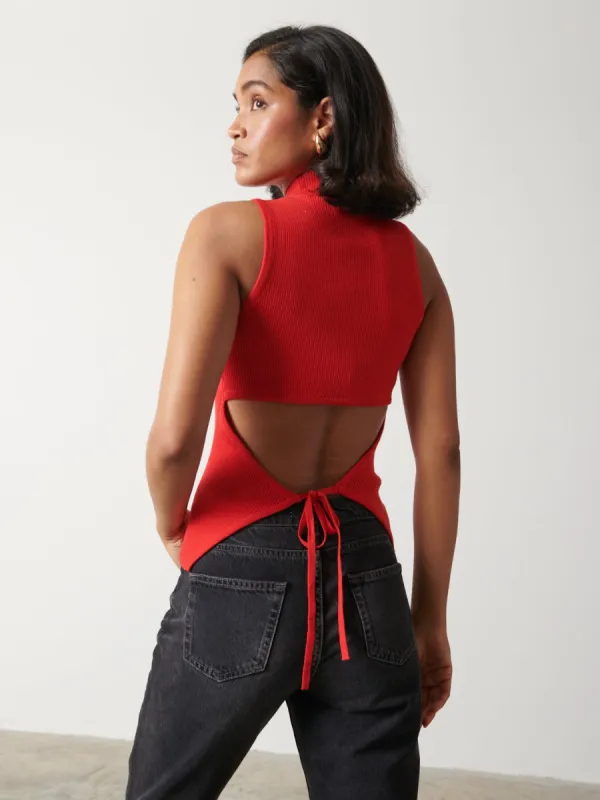 Eva Backless Knit Top - Scarlet Red sold by Pretty Lavish