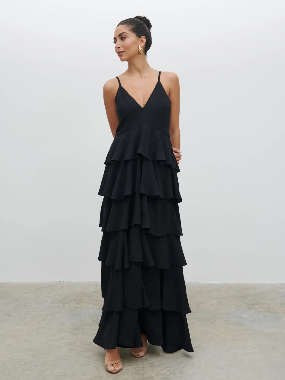 Lissy Textured Maxi Dress - Black sold by Pretty Lavish product image thumbnail 4
