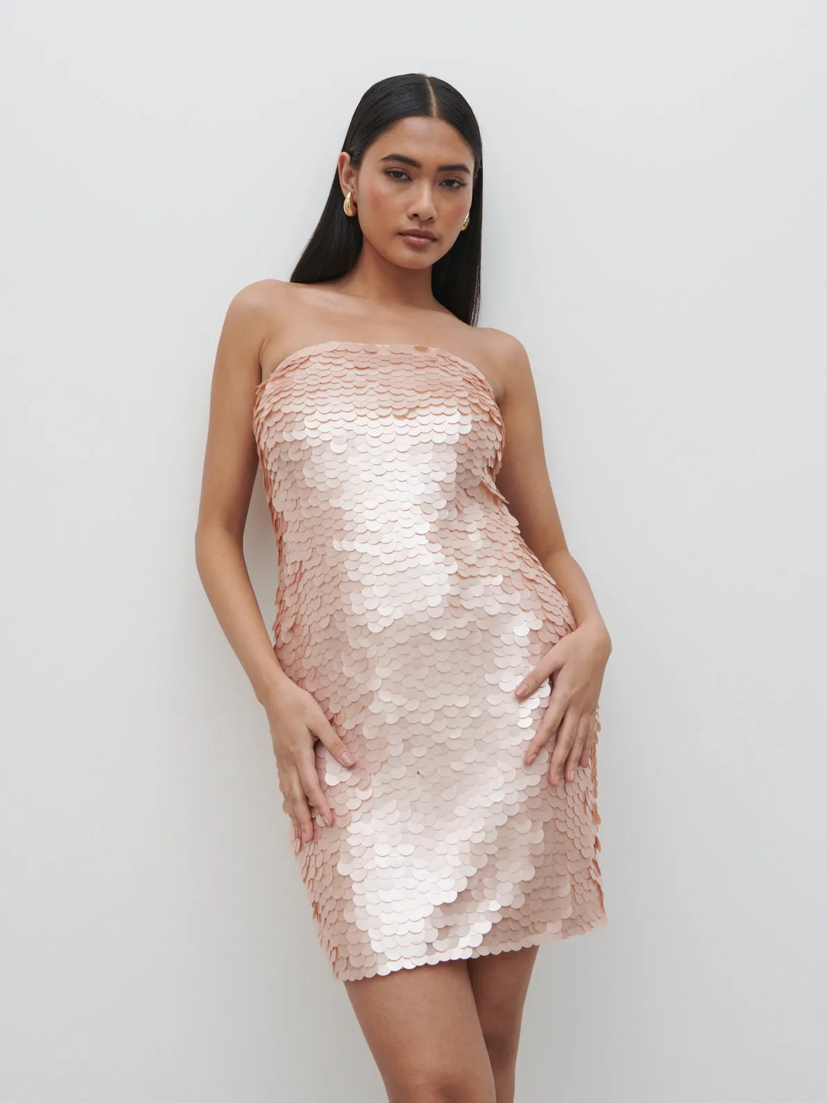 Marseille Bandeau Sequin Mini Dress - Blush sold by Pretty Lavish product image thumbnail 3
