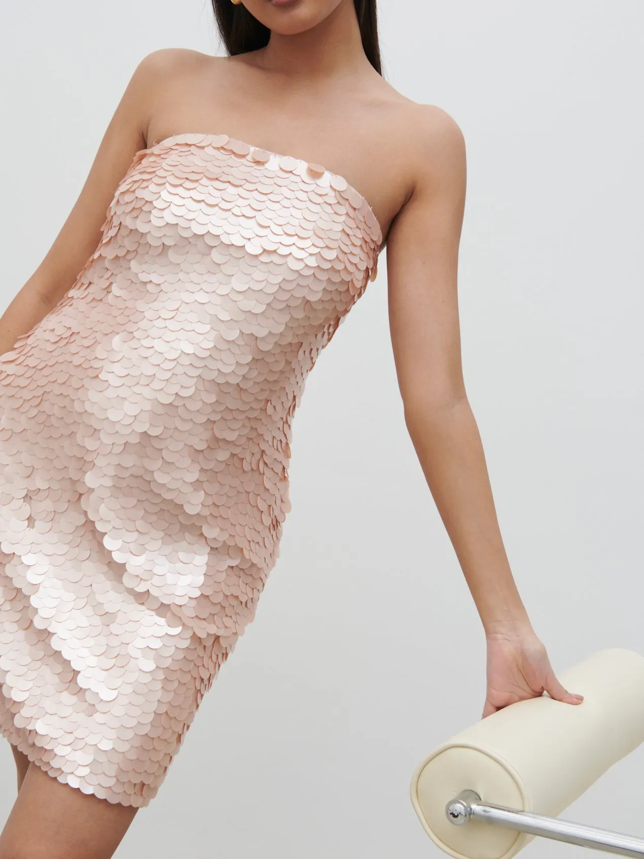 Marseille Bandeau Sequin Mini Dress - Blush sold by Pretty Lavish product image thumbnail 2