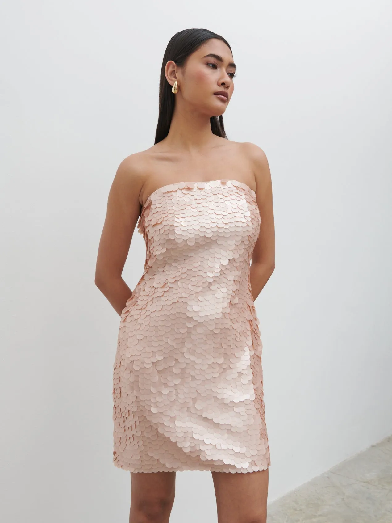 Marseille Bandeau Sequin Mini Dress - Blush sold by Pretty Lavish product image thumbnail 5