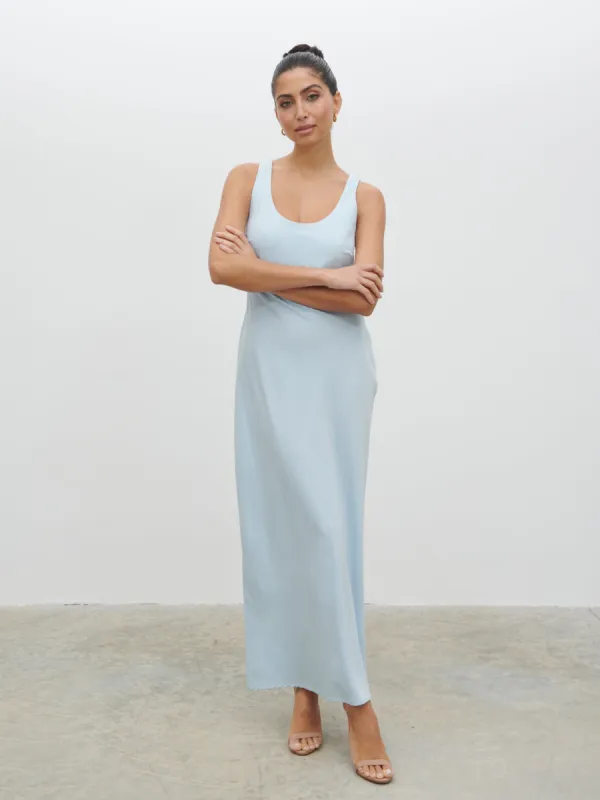 Evelyn Satin Slip Maxi Dress - Powder Blue sold by Pretty Lavish