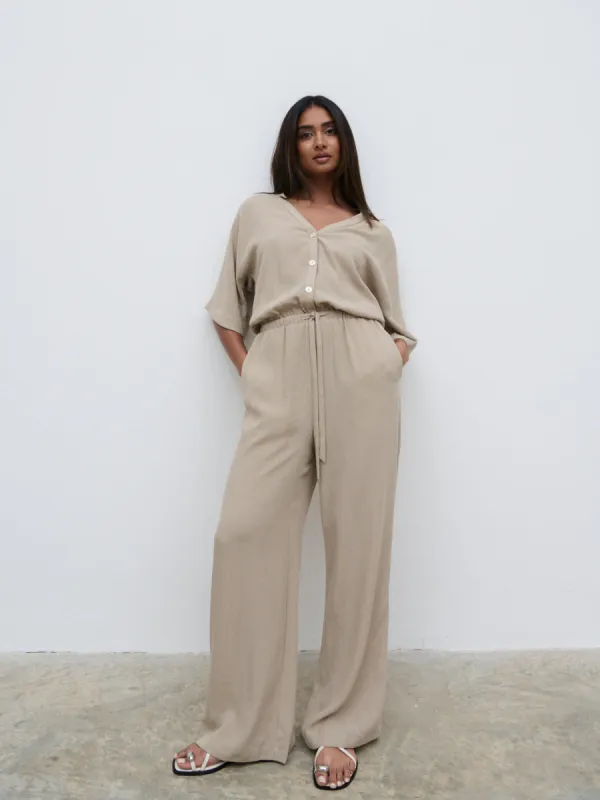 Carey Easywear Jumpsuit - Stone sold by Pretty Lavish