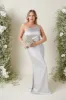 Amelia Tie Maxi Bridesmaid Dress - Matte Silver sold by Pretty Lavish