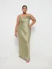 Keisha Maxi Bridesmaid Dress Curve - Matte Olive sold by Pretty Lavish