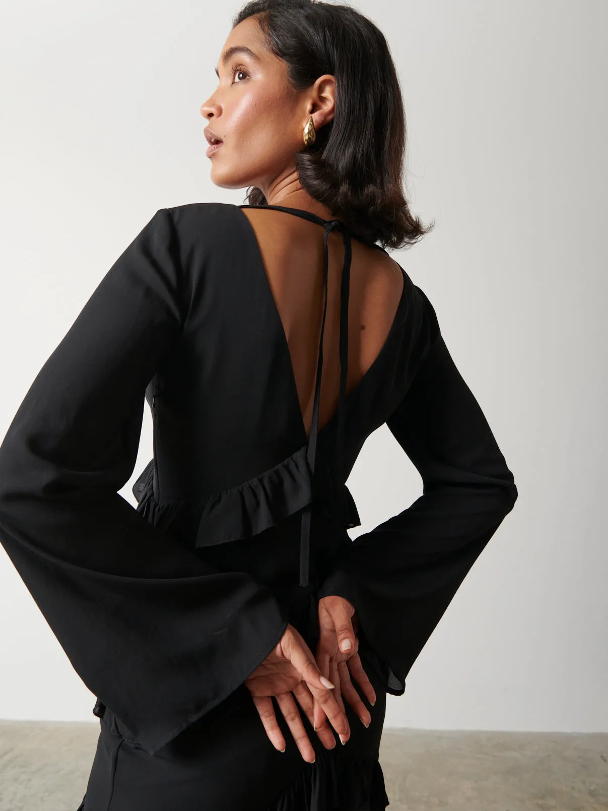 Paige Ruffle Maxi Dress - Black sold by Pretty Lavish product image thumbnail 2