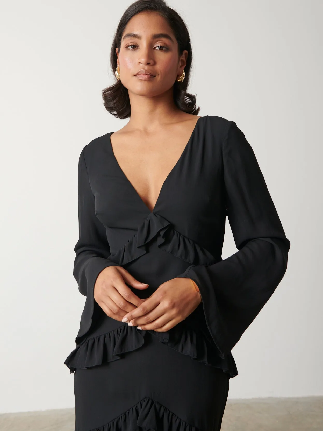 Paige Ruffle Maxi Dress - Black sold by Pretty Lavish product image thumbnail 4