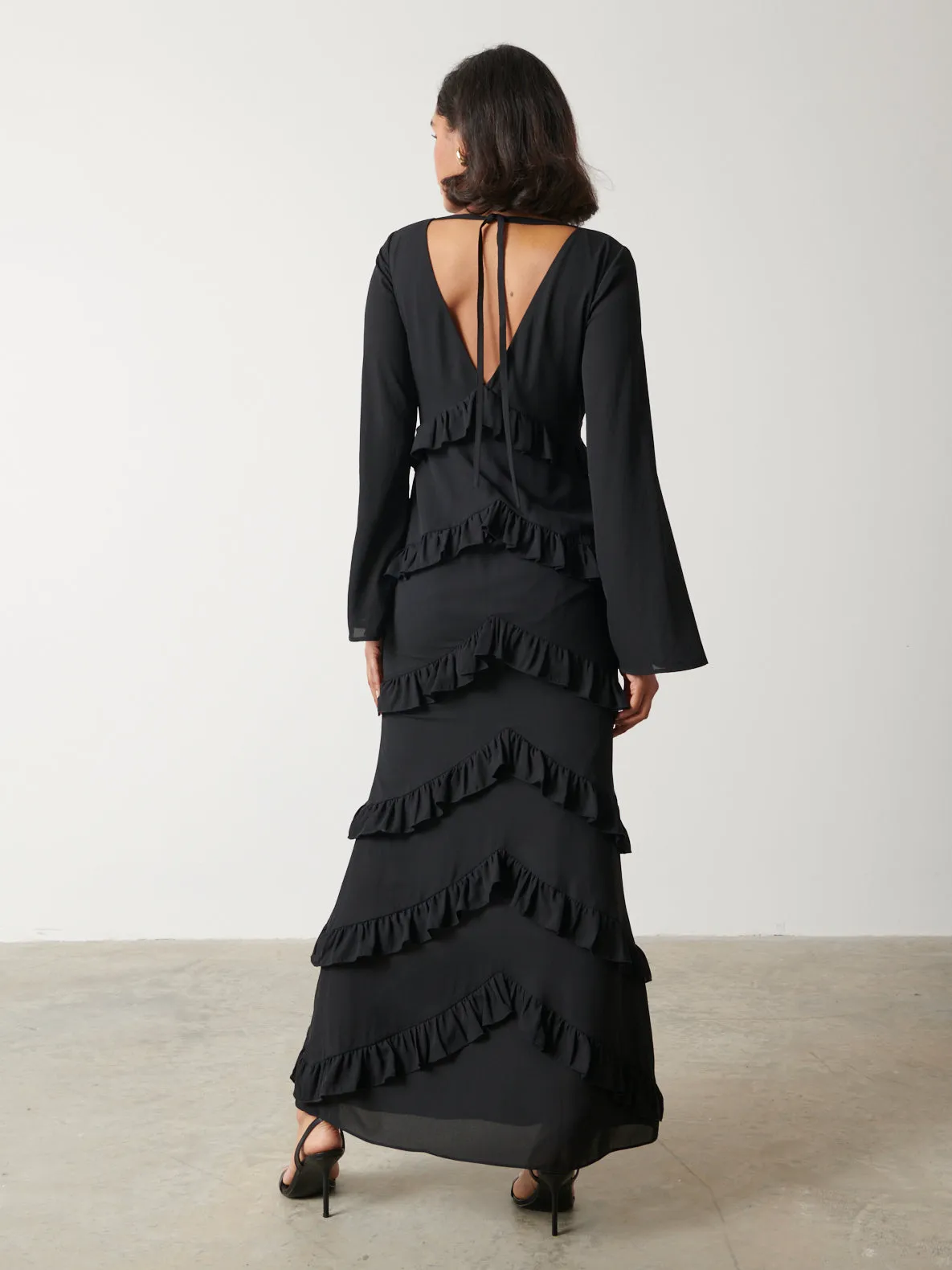 Paige Ruffle Maxi Dress - Black sold by Pretty Lavish product image thumbnail 3