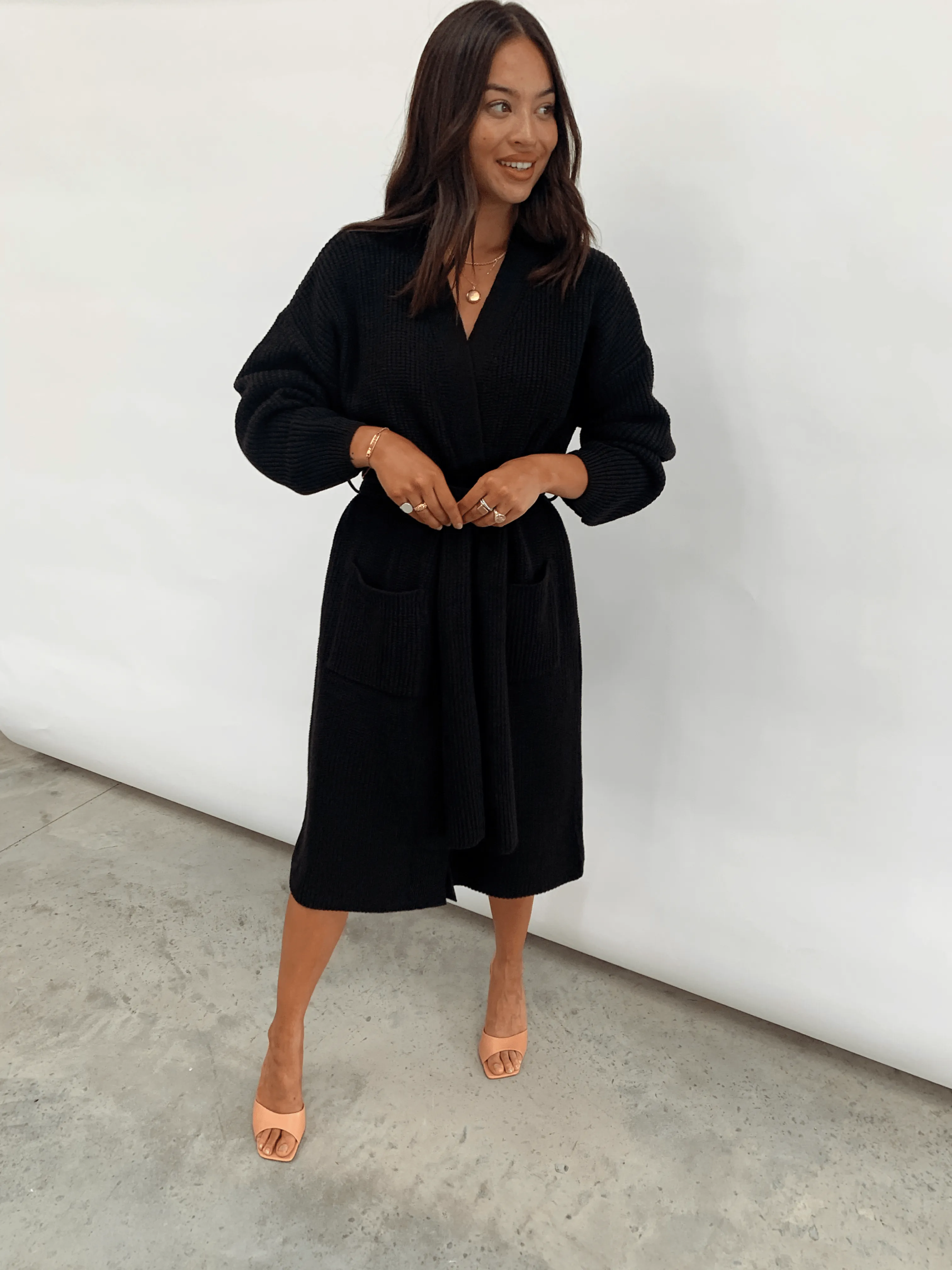 Arden Midi Tie Cardigan - Black sold by Pretty Lavish product image thumbnail 5