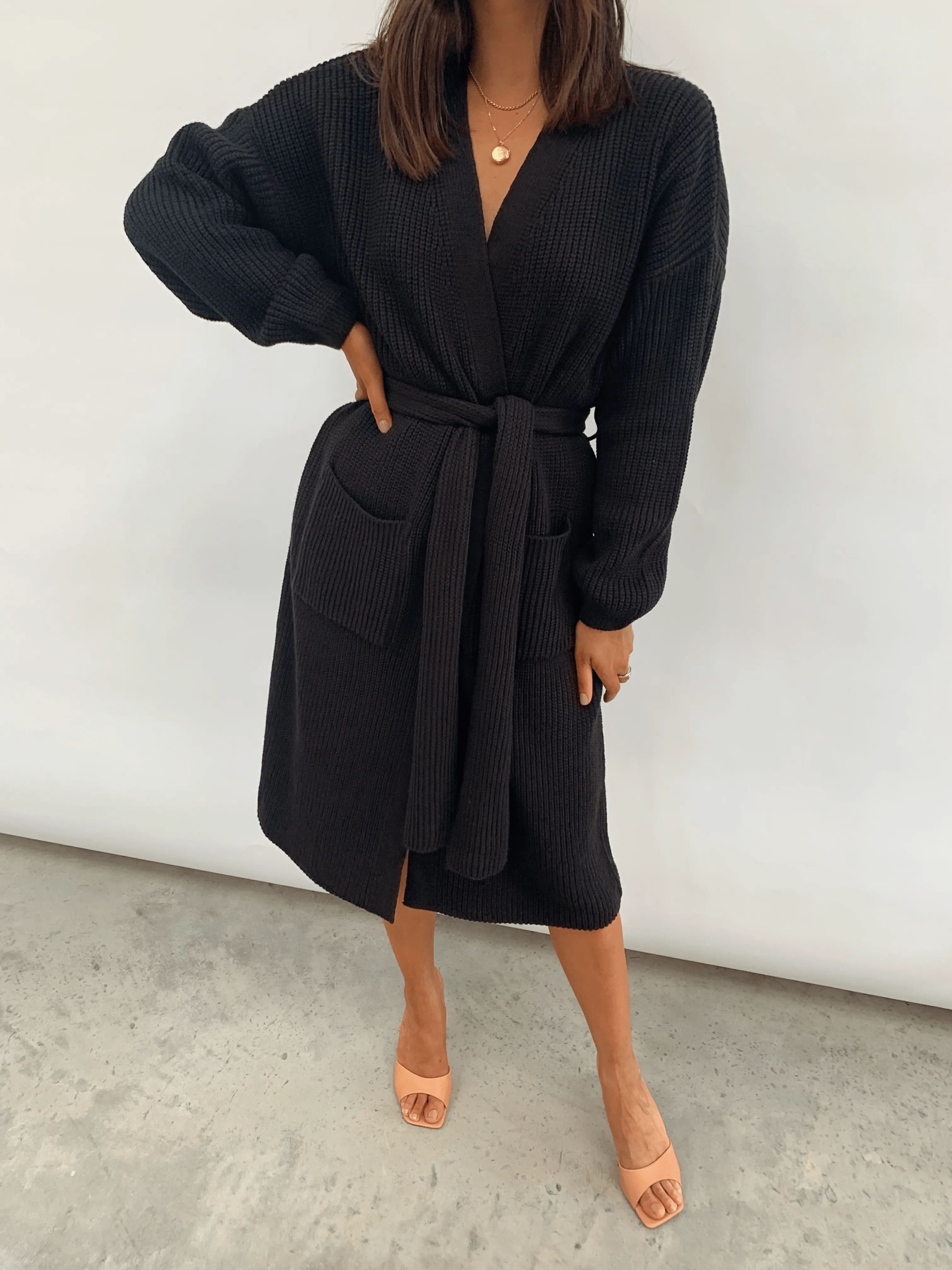 Arden Midi Tie Cardigan - Black sold by Pretty Lavish product image thumbnail 3