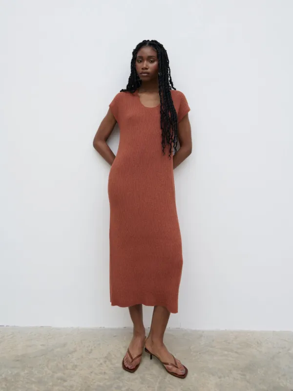 Rose Knit Midaxi Dress - Rosewood sold by Pretty Lavish