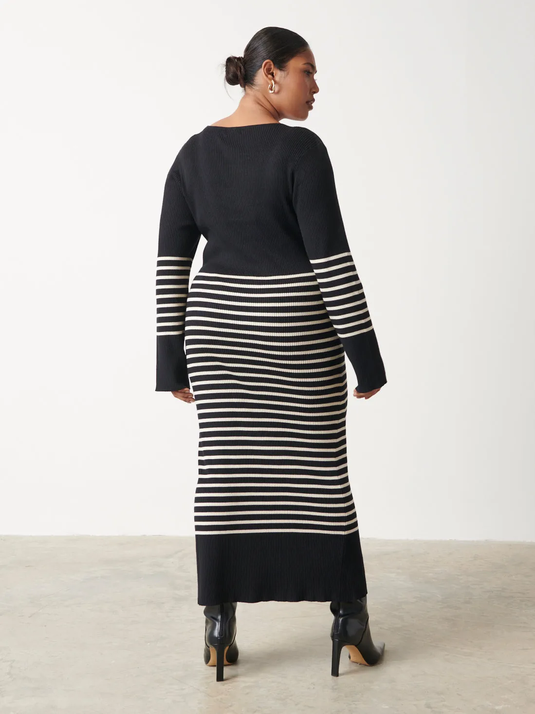 Vanessa Stripped Knit Dress Curve - Black and White Stripe sold by Pretty Lavish product image thumbnail 3