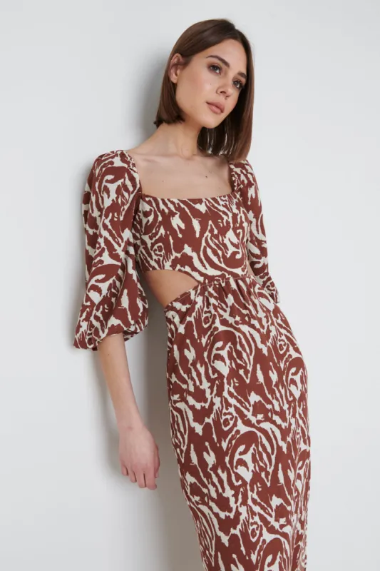 Fion Cut Out Midaxi Dress - Zebra Abstract sold by Pretty Lavish