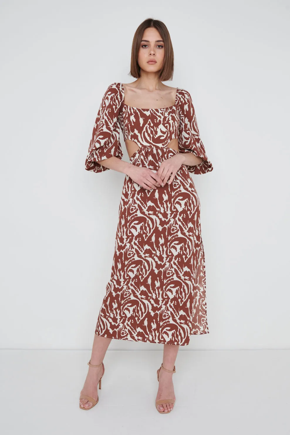 Fion Cut Out Midaxi Dress - Zebra Abstract sold by Pretty Lavish product image thumbnail 3